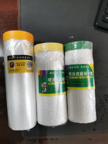 Heat Resistance PE Transparent Dustproof Furniture Protection Pre Taped Masking Tape Roll Painter Masking Film for Automotive Painting Indoor Painting